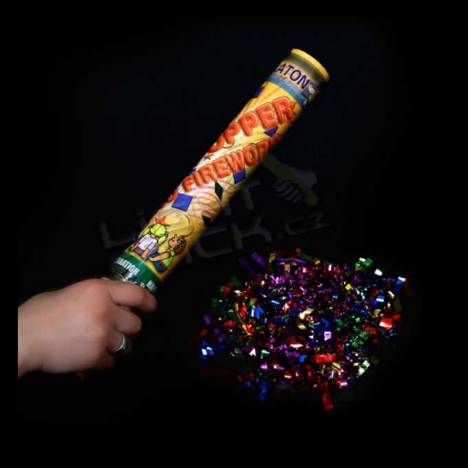 Vystřelovací konfety 40cm metalické konfety 8-12m