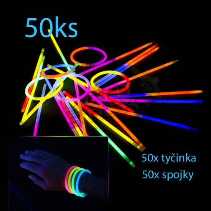 Svítící náramky 50ks, dvoubarevné 