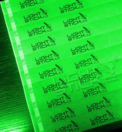 Identifikační náramky, náramek TYVEK 1,9 cm s POTISKEM Lightstick.cz - Green neon